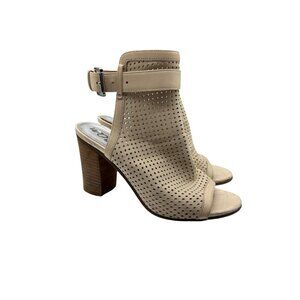Sam Edelman Perforated Sandals Block Heel Peep Toe shoe size 6
